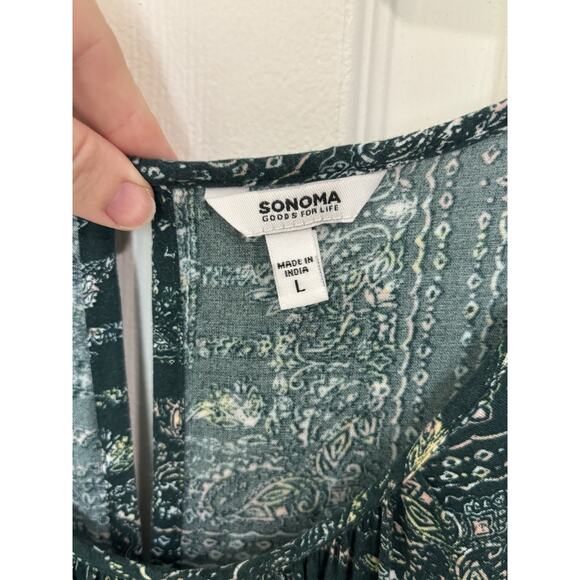 Sonoma Paisley Print Sleeveless Tiered Maxi Dress Size Large Boho Western Beach - Picture 6 of 7